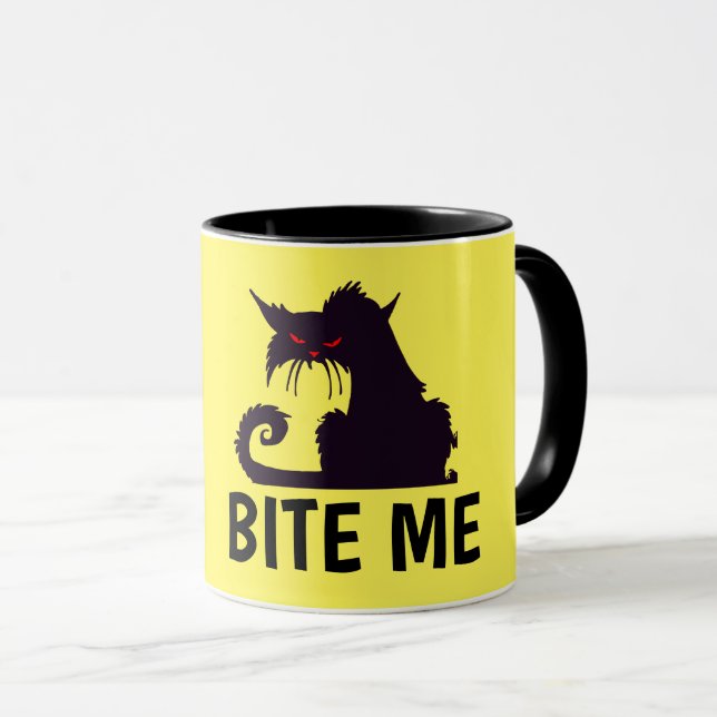 BITA MIG, SVART KATTKATTFUN FUN CKAFFEKOPPAR MUGG (Framsida höger)
