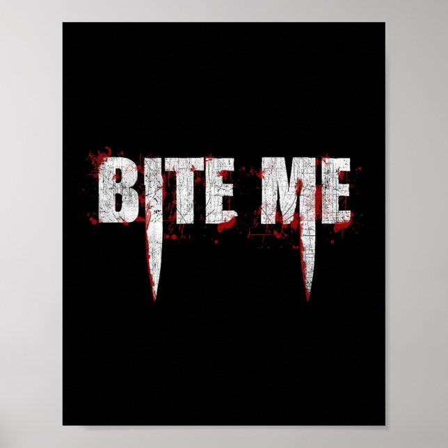 Bita mig Vampire Teeth Bloody Halloween Poster (Framsidan)
