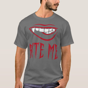 Bita mig Vampire Teeth Costume för Halloween T Shirt