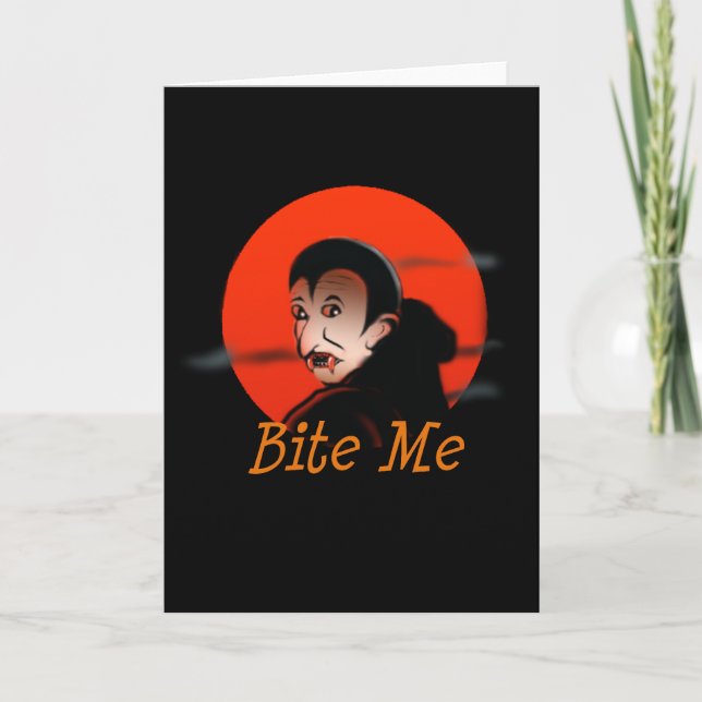 Bita mig vampyren Halloween Kort (Framsida)
