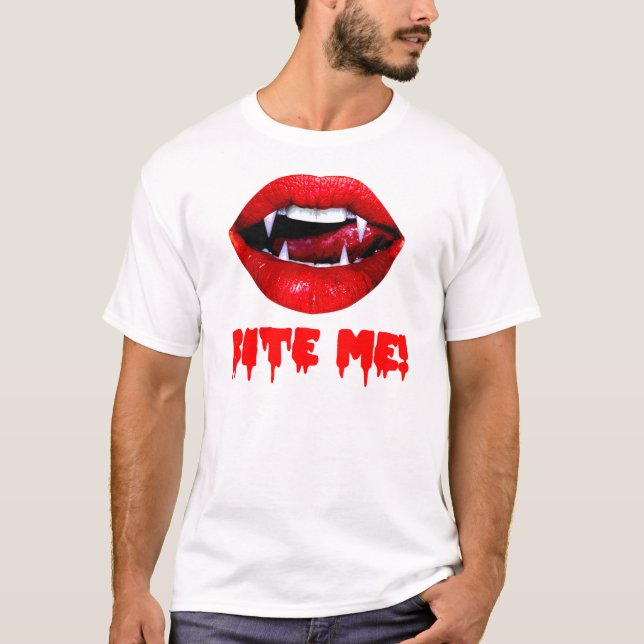 Bita mig vampyren Halloween Tee (Framsida)