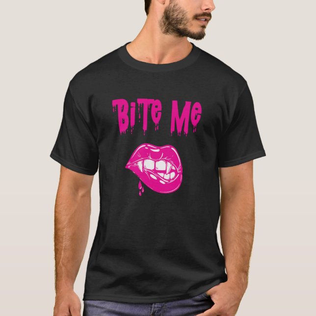 Bita mig vampyttänder Halloween-kostym T Shirt (Framsida)