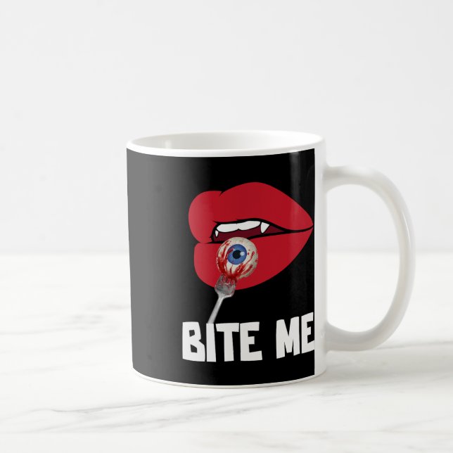 Bita mig Y Vampre Läppar Halloween fest Costume Kaffemugg (Höger)