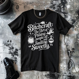 Bitchcraft Halloween White på Black T Shirt