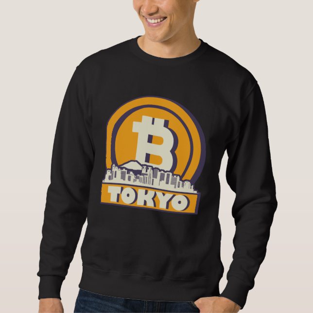 Bitcoin 東京都 Skyline  Tokyo Bitcoin Maximalist Lång Ärmad Tröja (Framsida)