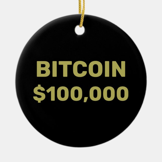 Bitcoin 100000 Firande Julgransprydnad Keramik (Framsidan)
