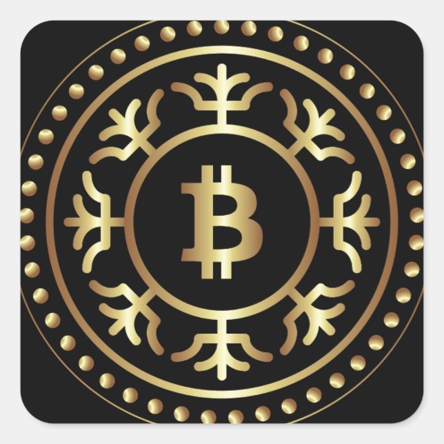 Bitcoin 2 fyrkantigt klistermärke (Framsida)