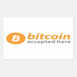 Bitcoin accepterad här rektangulära fästpunkter rektangulärt klistermärke