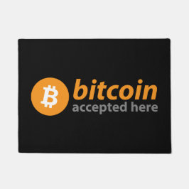 Bitcoin accepterade här dörrmatta