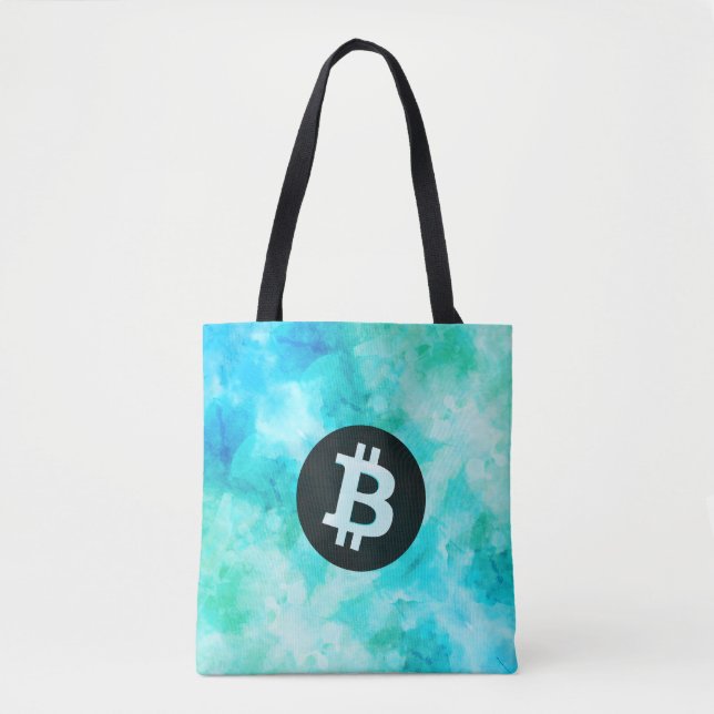 Bitcoin Akvarell (stil 3 - Strandliv) Tygkasse (Framsida)