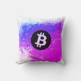 Bitcoin Akvarell (stil 6 - Miami Beach) Kudde