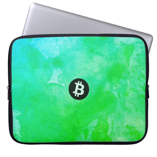 Bitcoin Akvarell (Stil $ - Green Day) Laptop Fodral (Framsidan)