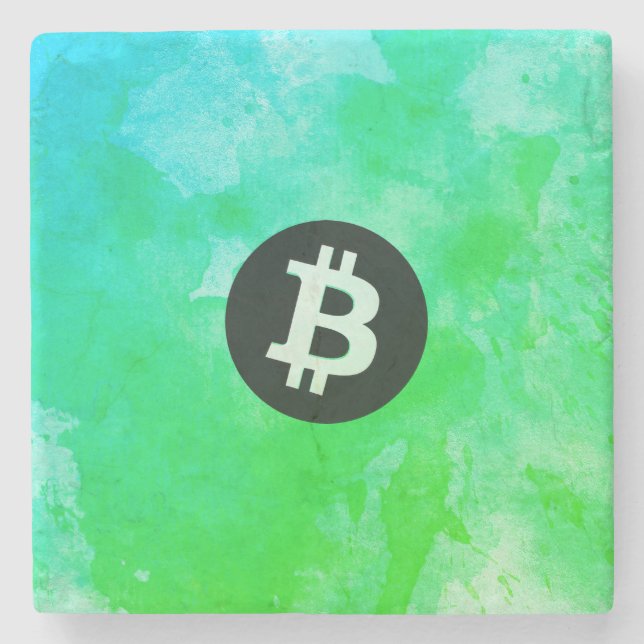 Bitcoin Akvarell (Stil $ - Green Day) Stenunderlägg (Framsidan)