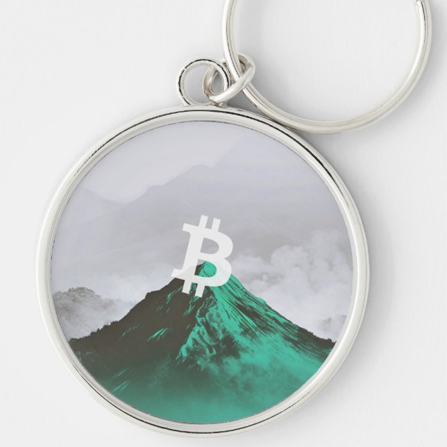 Bitcoin All-Time-High (ATH) Rund Silverfärgad Nyckelring (Framsidan)