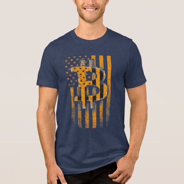 Bitcoin American Flag Patriot Crypto Gear Design T Shirt (Framsida)