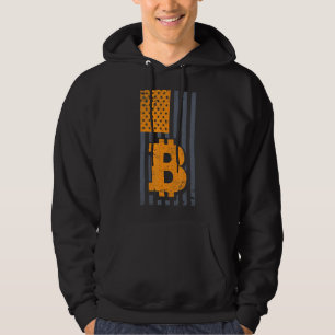 Bitcoin American Flagga Btc Crypto Vintage Retro I Hoodie