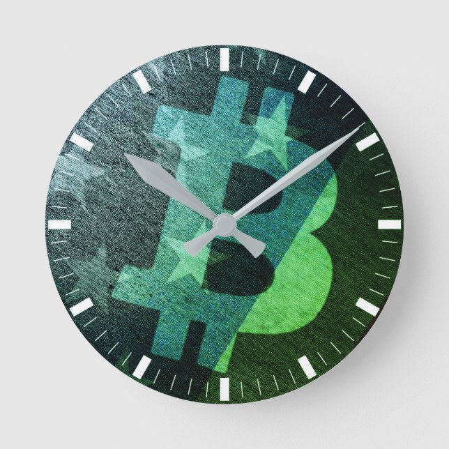 Bitcoin Amerika ₿ (Grön) Rund Klocka (Framsida)