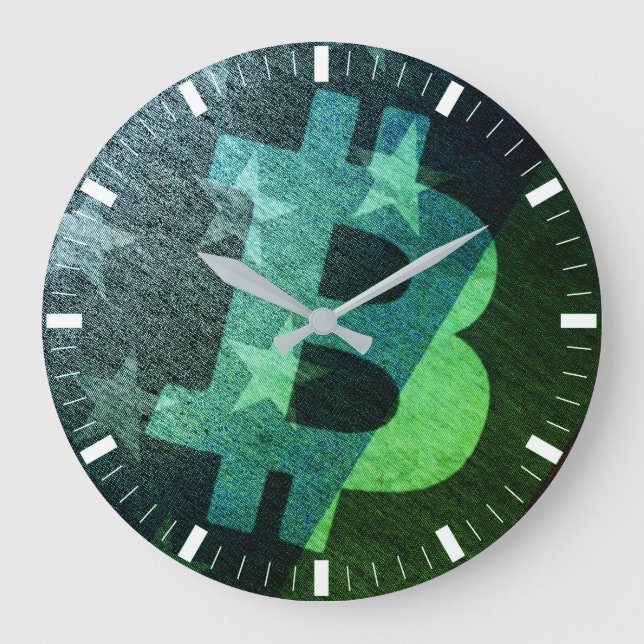 Bitcoin Amerika ₿ (Grön) Stor Klocka (Framsida)