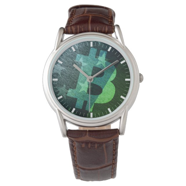 Bitcoin Amerika ₿  (Grön) Watch Armbandsur (Framsida)