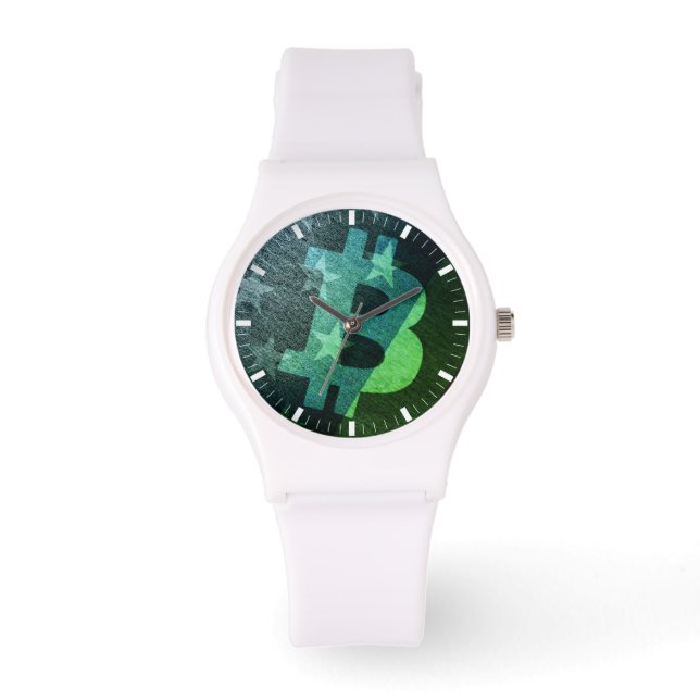Bitcoin Amerika ₿  (Grön) Watch Armbandsur (Framsida)