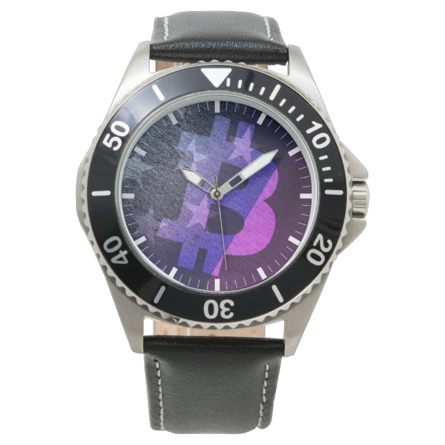 Bitcoin Amerika ₿ (Neon) Ur Armbandsur (Framsida)
