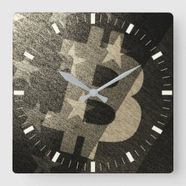 Bitcoin Amerika ₿ (Vintage) Fyrkantig Klocka