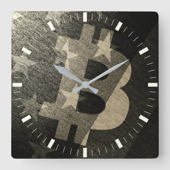Bitcoin Amerika ₿ (Vintage) Fyrkantig Klocka (Framsida)