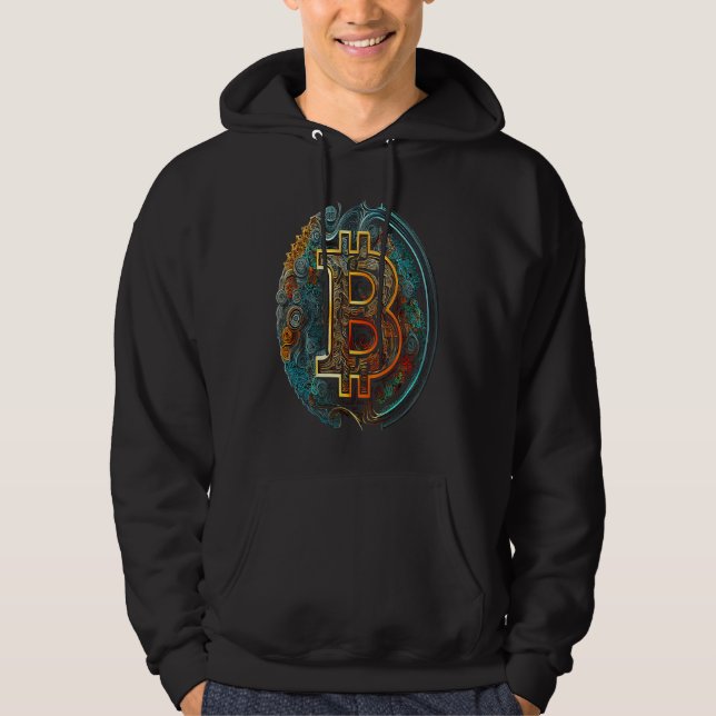Bitcoin Art Graphic  Cute BTC Crypto Hodl Blockcha Hoodie (Framsida)