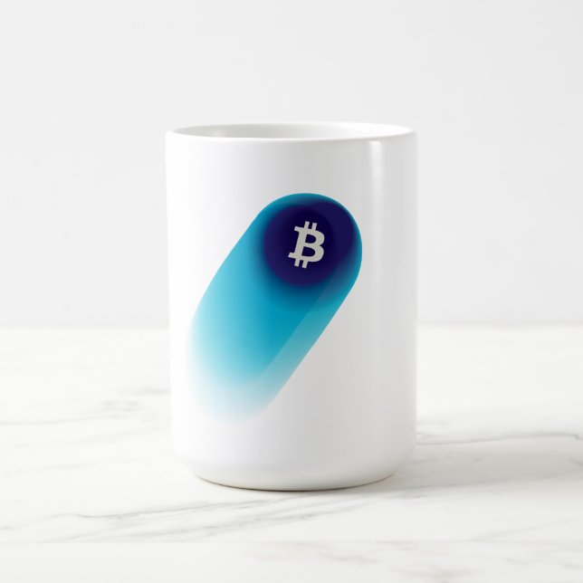 Bitcoin Art (Komet - Stil 1, Vit) Kaffemugg (Center)