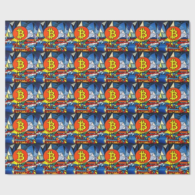 Bitcoin Art Presentpapper (Platt)