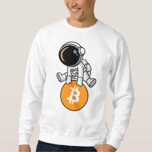 Bitcoin Astronaut Crypto Investor Tecknad Graphic Lång Ärmad Tröja