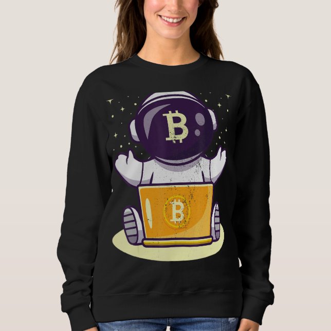 Bitcoin Astronaut Cryptocurrency Blockchain Crypto T Shirt (Framsida)