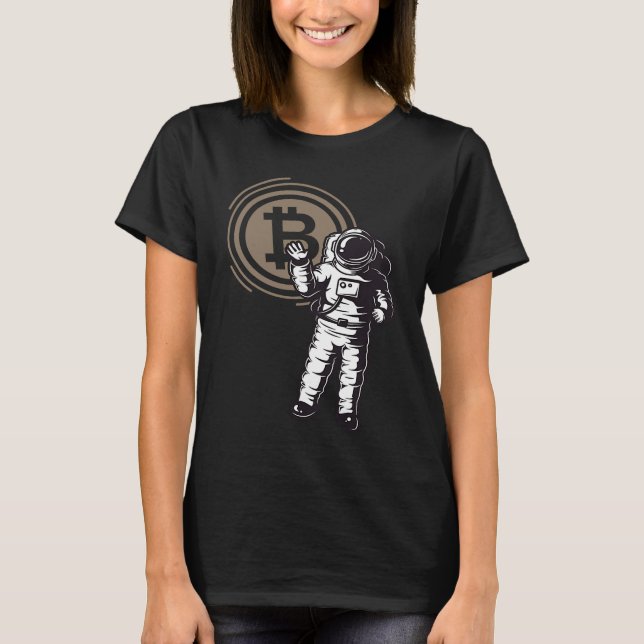 Bitcoin Astronaut  Cryptocurrency   BTC Crypto T Shirt (Framsida)