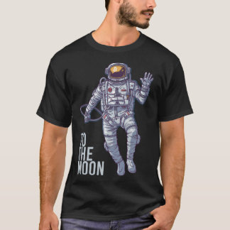 Bitcoin astronaut mot Måne - Ljust text T Shirt