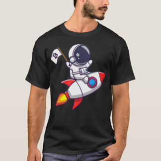 Bitcoin astronaut på en raketväv med en Flagga T Shirt