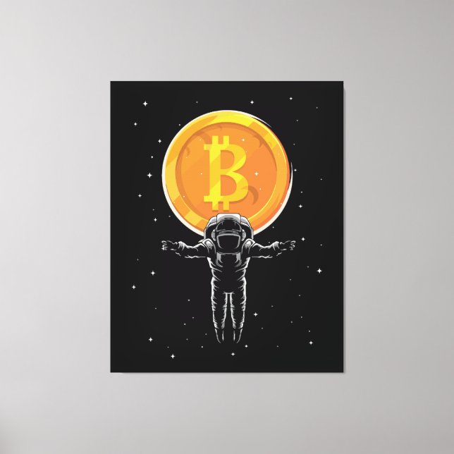 Bitcoin Astronaut till måne - Bitcoin Crypto Canvastryck (Framsida)