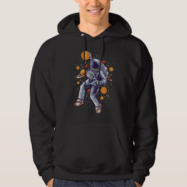 Bitcoin Astronaut till måne - Bitcoin Crypto Hoodie (Framsida)