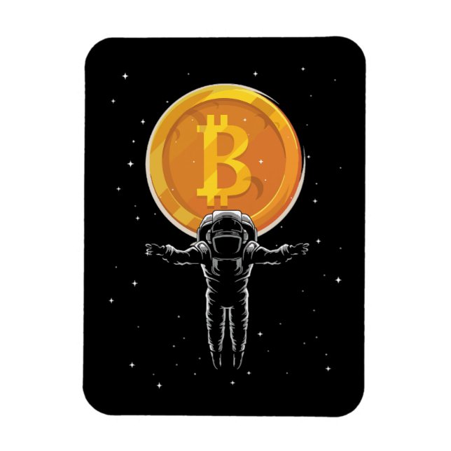 Bitcoin Astronaut till måne - Bitcoin Crypto Magnet (Vertikal)