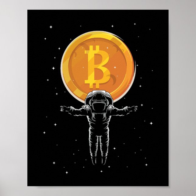 Bitcoin Astronaut till måne - Bitcoin Crypto Poster (Framsidan)