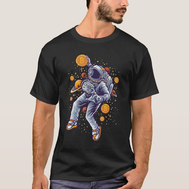 Bitcoin Astronaut till måne - Bitcoin Crypto T Shirt (Framsida)