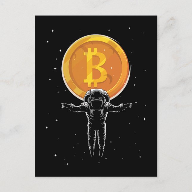 Bitcoin Astronaut till måne - Bitcoin Crypto Vykort (Framsida)