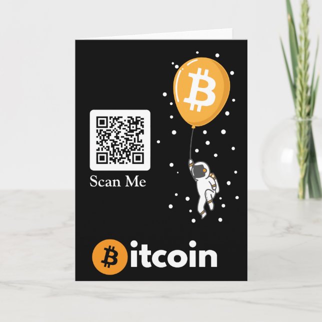 Bitcoin Astronaut till måne - Btc Qr-kod Crypto Tack Kort (Framsida)