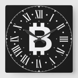 Bitcoin B Cool Roman Numeral Wall Clock Fyrkantig Klocka