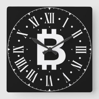 Bitcoin B Cool Roman Numeral Wall Clock Fyrkantig Klocka