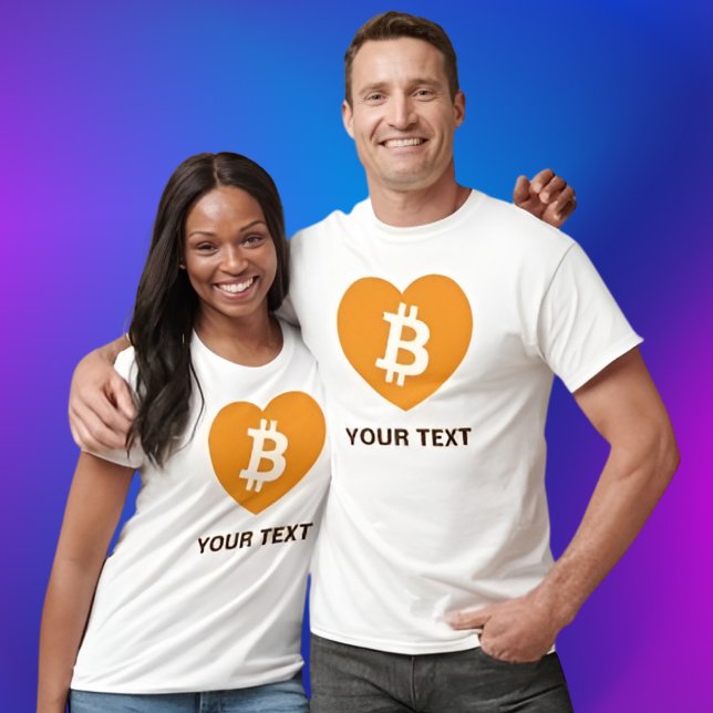 Bitcoin B i Orange Heart T-Shirt (Skapare uppladdad)
