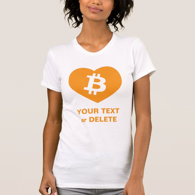 Bitcoin B i Orange Heart Women's Slim Fit T Shirt (Framsida)