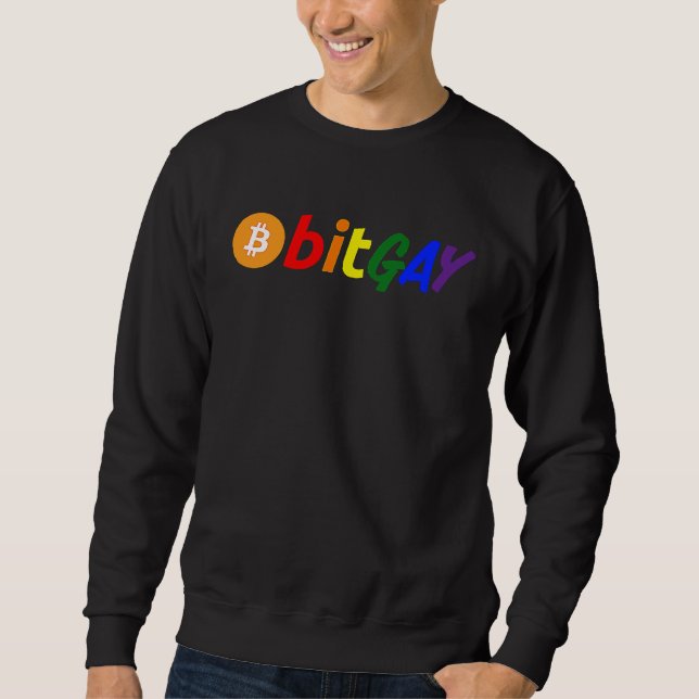 Bitcoin Bitgay Pride themed mens kids women unisex Lång Ärmad Tröja (Framsida)