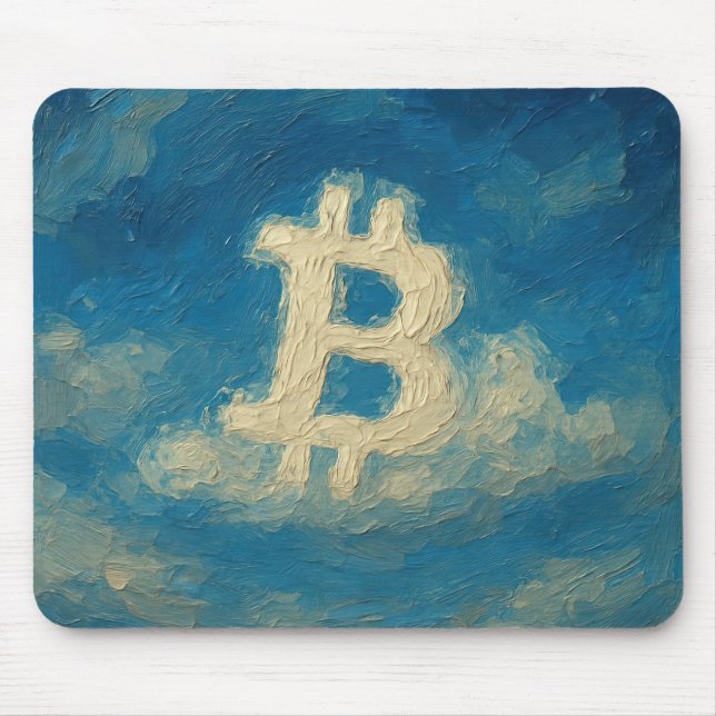 Bitcoin Blå Himmel (Olja, Stil: 3) Musmatta (Framsidan)