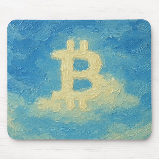 Bitcoin Blå Himmel (Olja, Stil: 4) Musmatta (Framsidan)