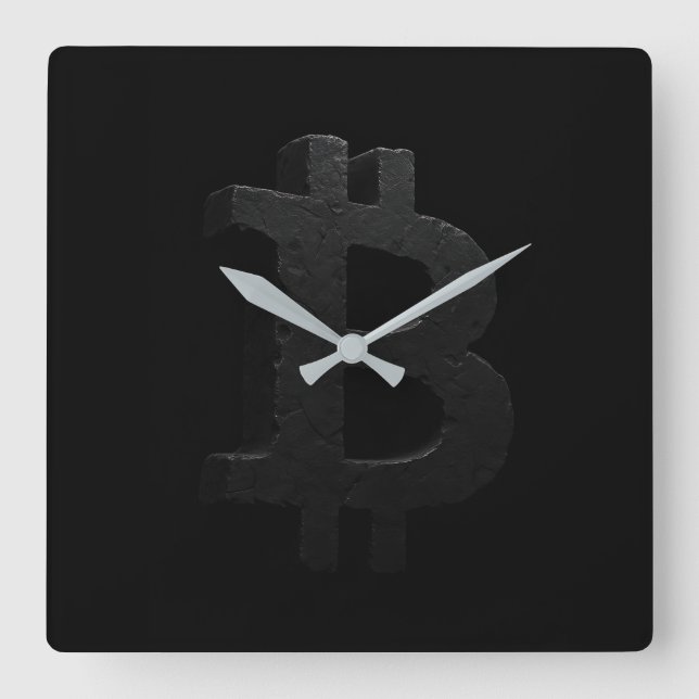 Bitcoin Black Rock ₿ Fyrkantig Klocka (Framsida)
